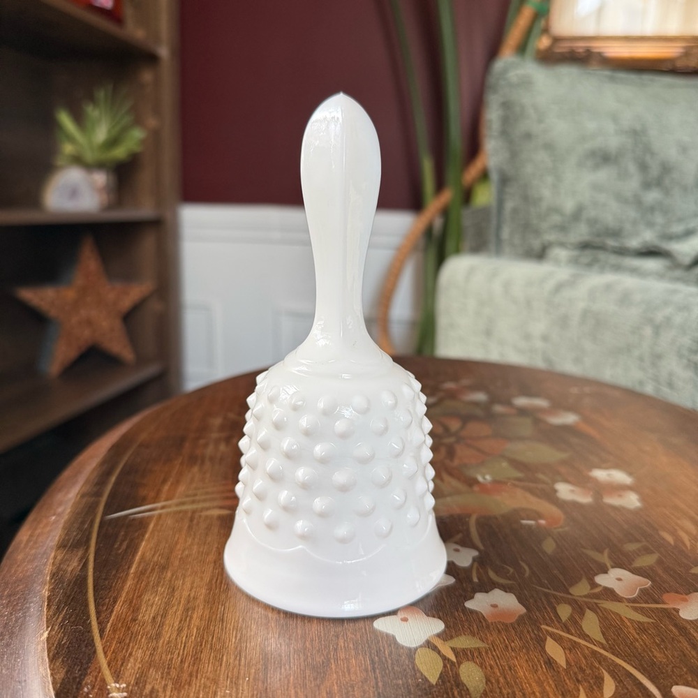 Vintage Fenton White Milk Glass Hobnail Bell